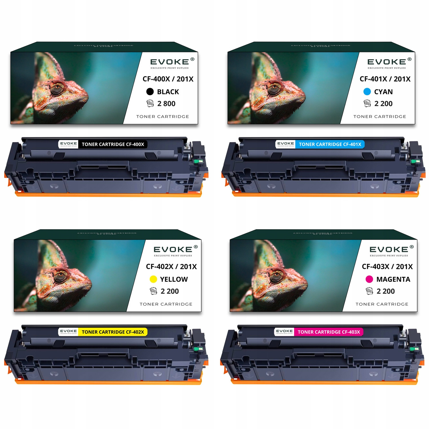 4x toner do tiskárny Hp 201X CF400X CF403X Canon CRG-045 Cmyk sada
