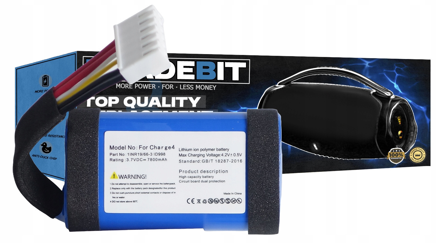 Baterie pro reproduktor Jbl Charge 4 ID998 1INR19/66-3 7800mAh 3,7V Li-ion