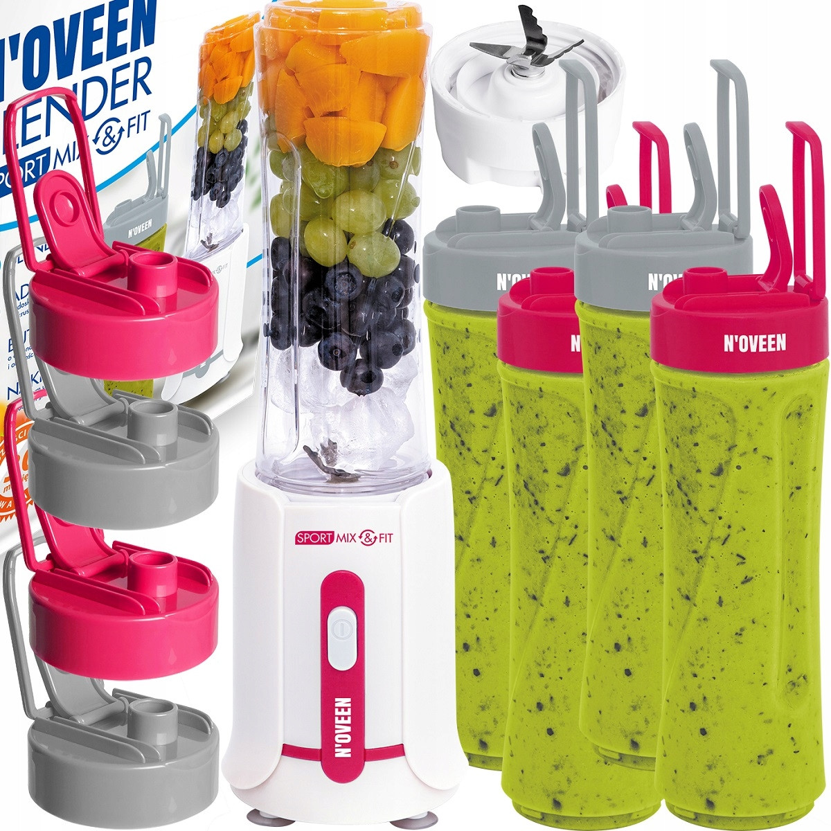 Osobní Stolní Mixér Na Smoothie A Koktejly Drtí Led A Růže 4 Lahve