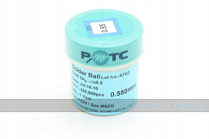 Koule Bga Pmtc 0.55 MM 250 000 Ks Bezolovnaté 0,55