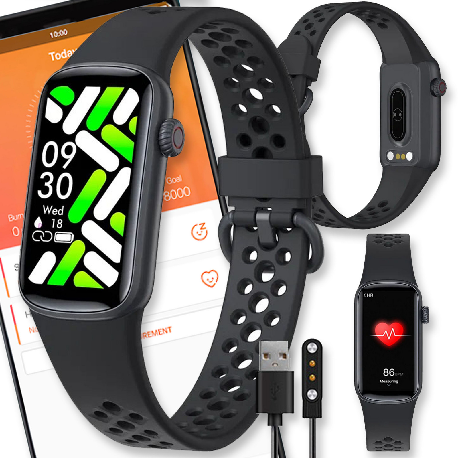 Smartband Chytré Hodinky Náramek Smart Dámské Hodinky Černé Watch Sport