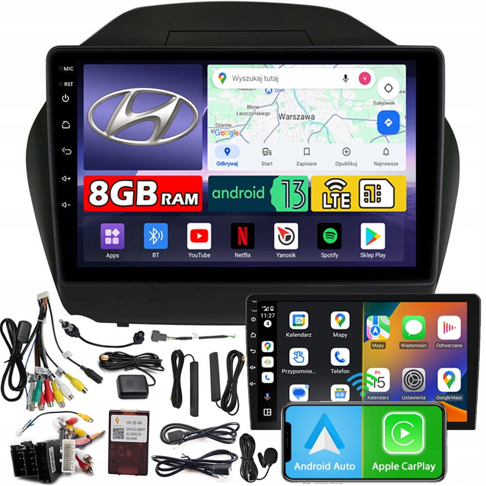Autorádio Ncs ZQ9 Hyundai IX35 2009-2015 Android 8GB Lte