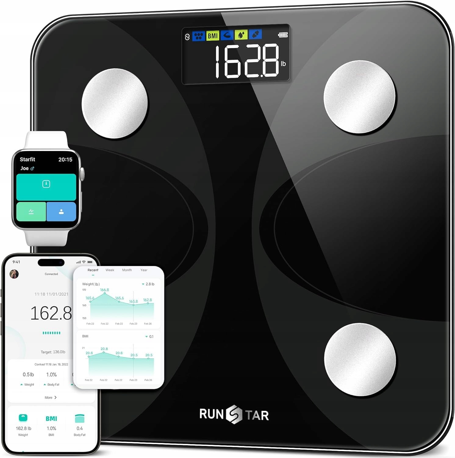 Koupelnová váha Elektrika pro měření tělesné hmotnosti Bmi LCD monitor zdraví
