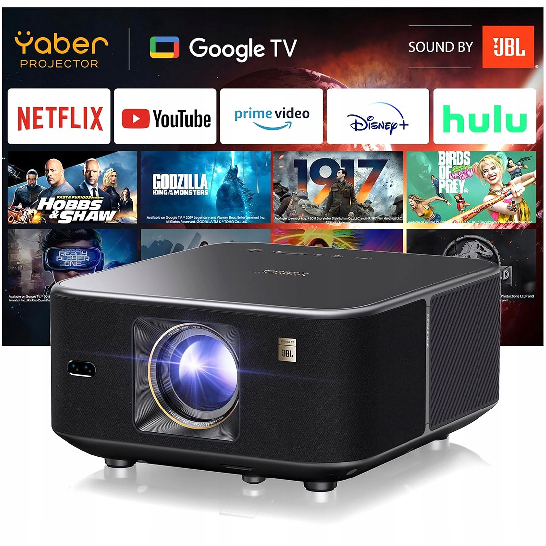 LCD Projektor Yaber K3 Wifi 6 1600 Ansi Full Hd Jbl Nfc Google Tv