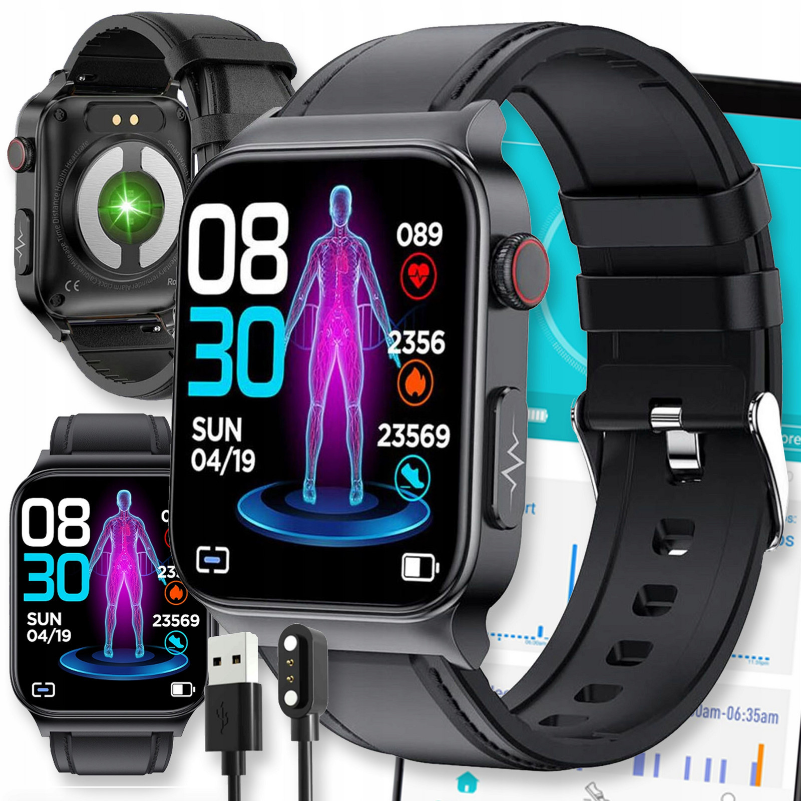 Smartband Band Chytré Hodinky Náramek Smart Amoled Watch Černý Pánský
