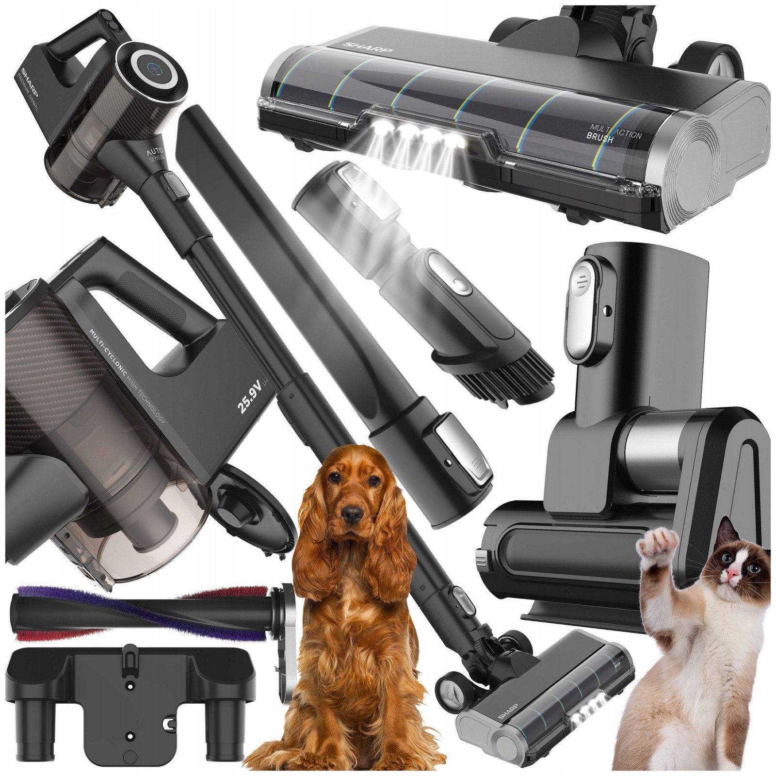 Tyčový Vysavač Bezdrátový akumulátorový Sharp SA-VP5521BS Srst Epa