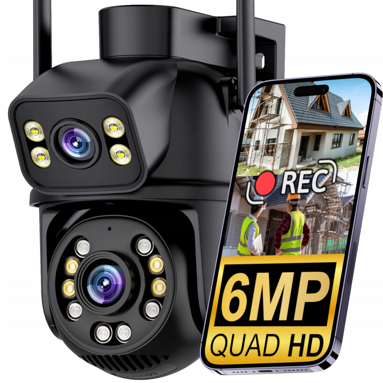 Dvojitá Otočná Wifi Ip Smart Venkovní Kamera 6MPX Detekce 4K Alarm