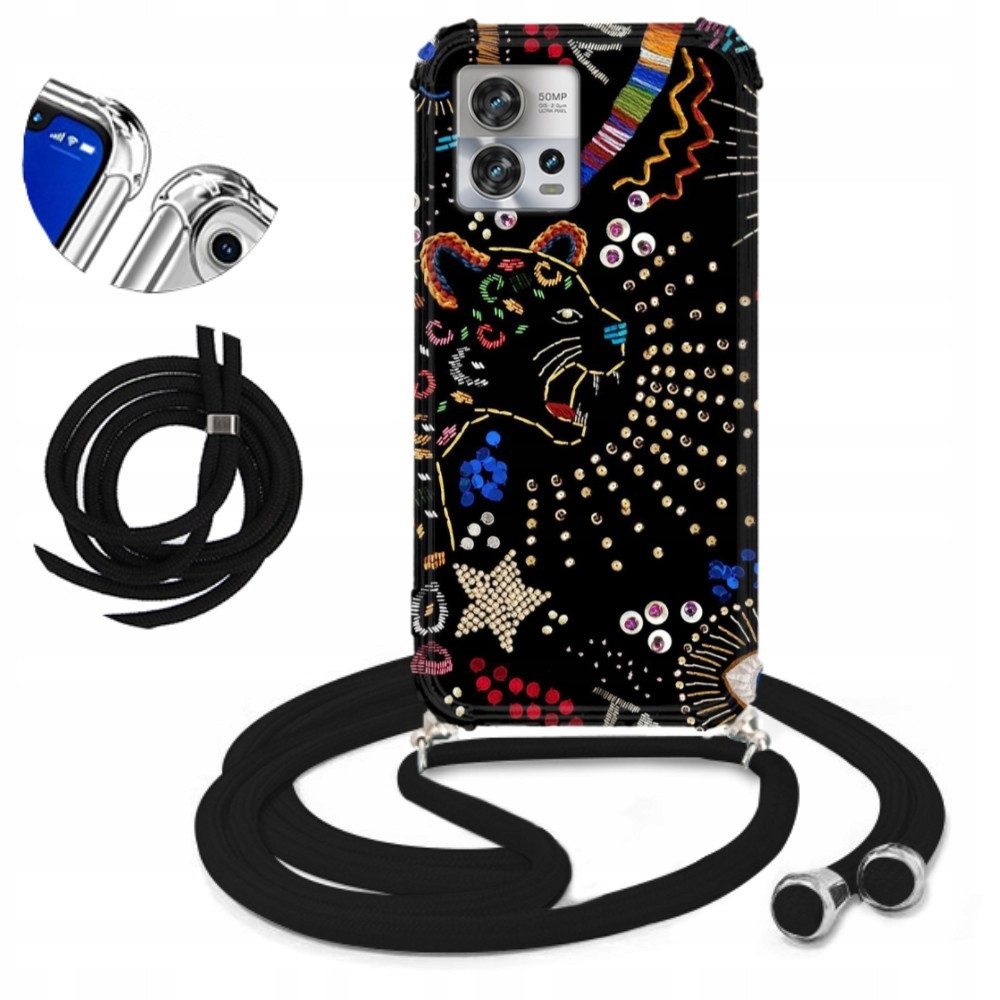 Pouzdro Crossbody Šňůrka Černá Pro Motorola Edge 30 Fusion Ženské Sladké Vz