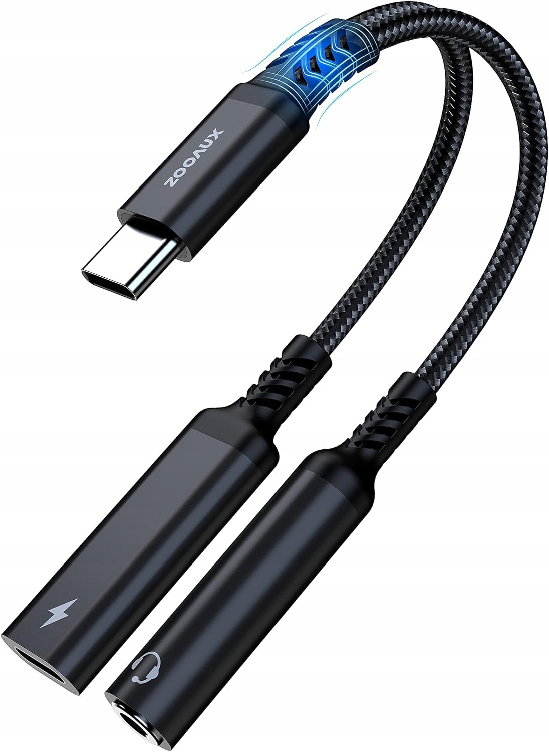 Adaptér pro sluchátka 2v1USB C na Aux s 60W Pd rychlonabíjecím kabelem