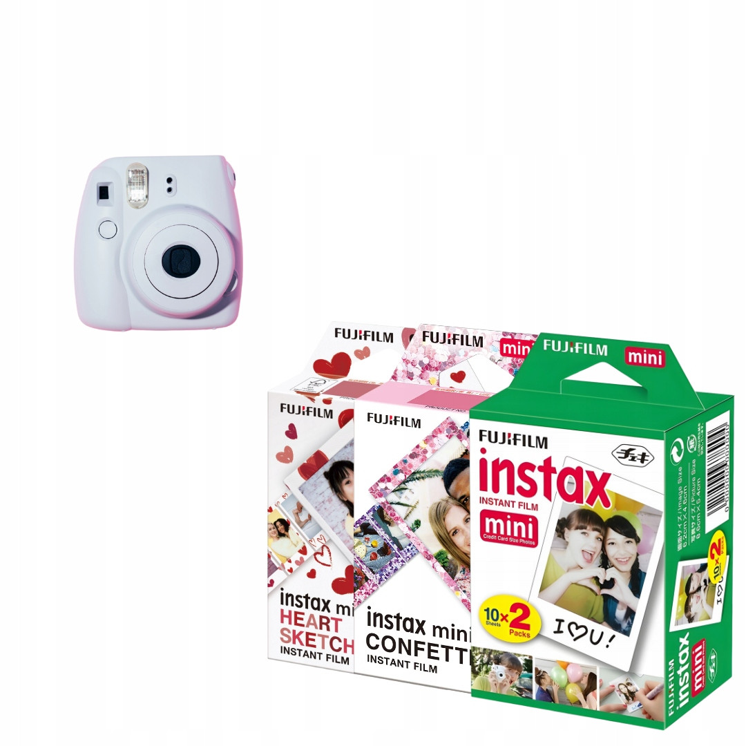 Sada náplní Instax Mini 40 fotografií pro Insta fotoaparát 8 9 11 12 konfetové srdce