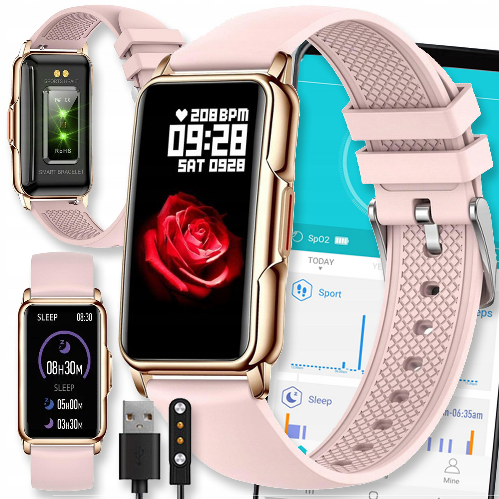 Smartband Band Náramek Chytré Hodinky Smart Hodinky Amoled Dámské Watch Sport Bt