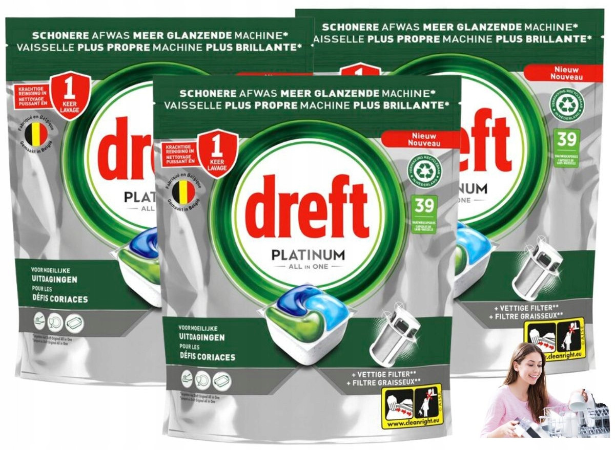 Kapsle tablety do myčky Dreft Platinum All-In-One Účinné 78 kusů