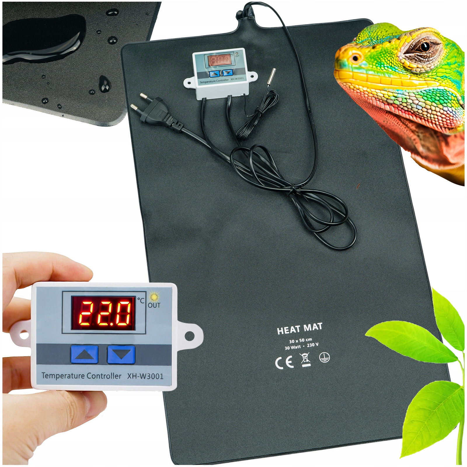 Vyhřívací Podložka Pro Terárium Rostlin 30x50 cm 30 W Termostat Voděodolná