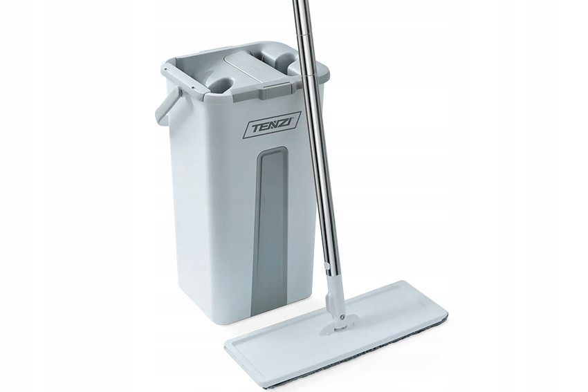 Plochý mop Tenzi s kbelíkem 5 l, dvoukomorový se ždímačem 2 náplně