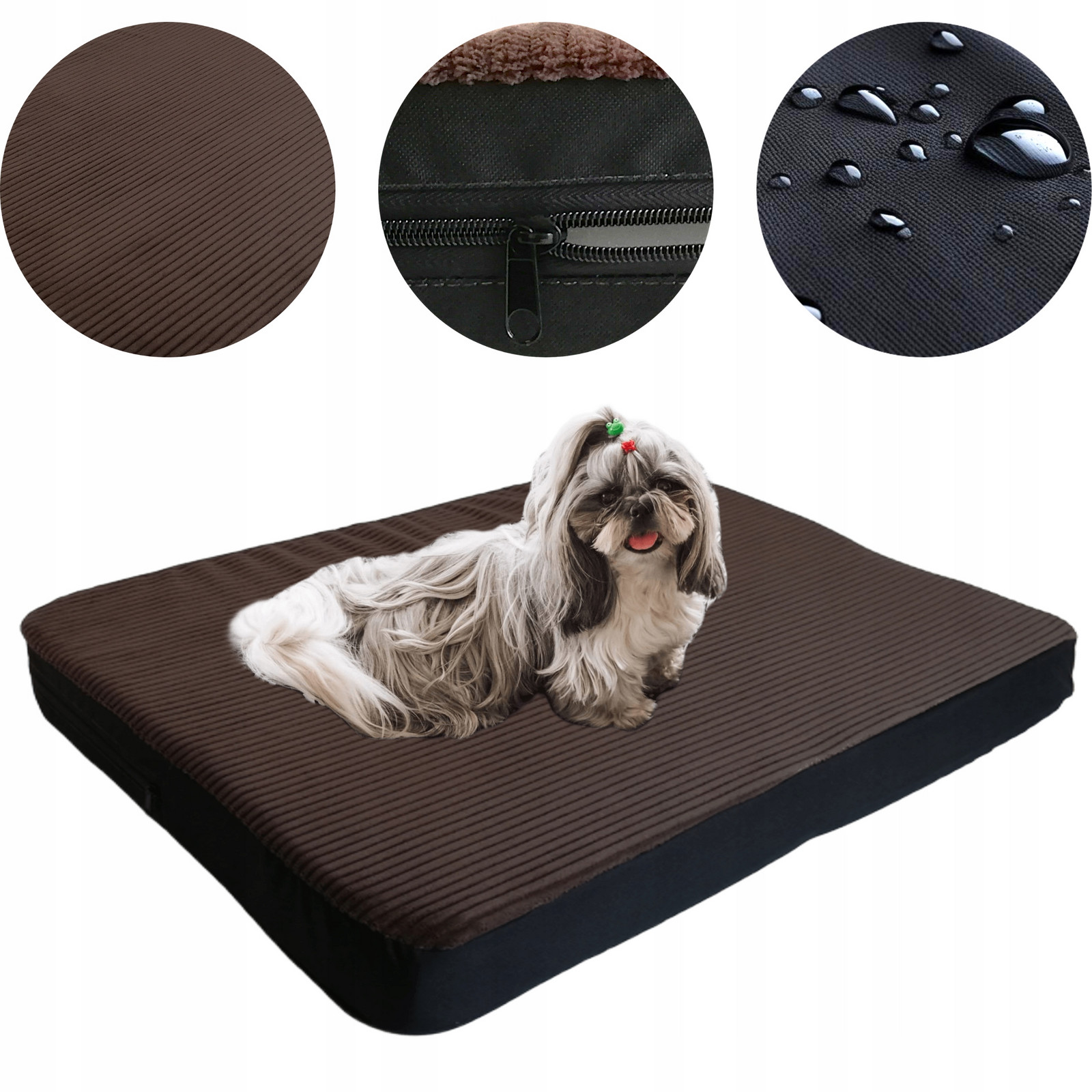 Pelíšek pro psa matrace Rozepínací manšestr hnědá 2-STRANNÁ kotec L 90/60/7