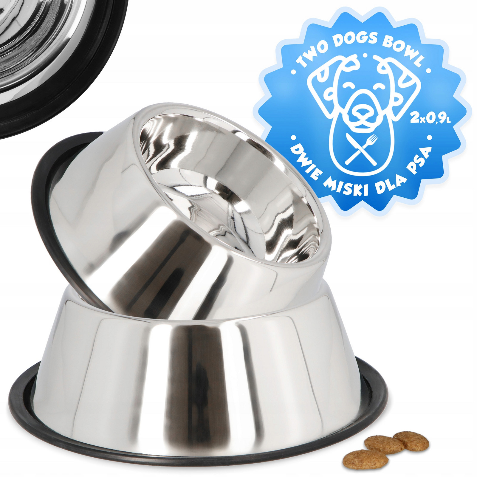 2x Miska Psa 0,9l Kovová miska Vysoká Protiskluzová Ocel Nechlapící