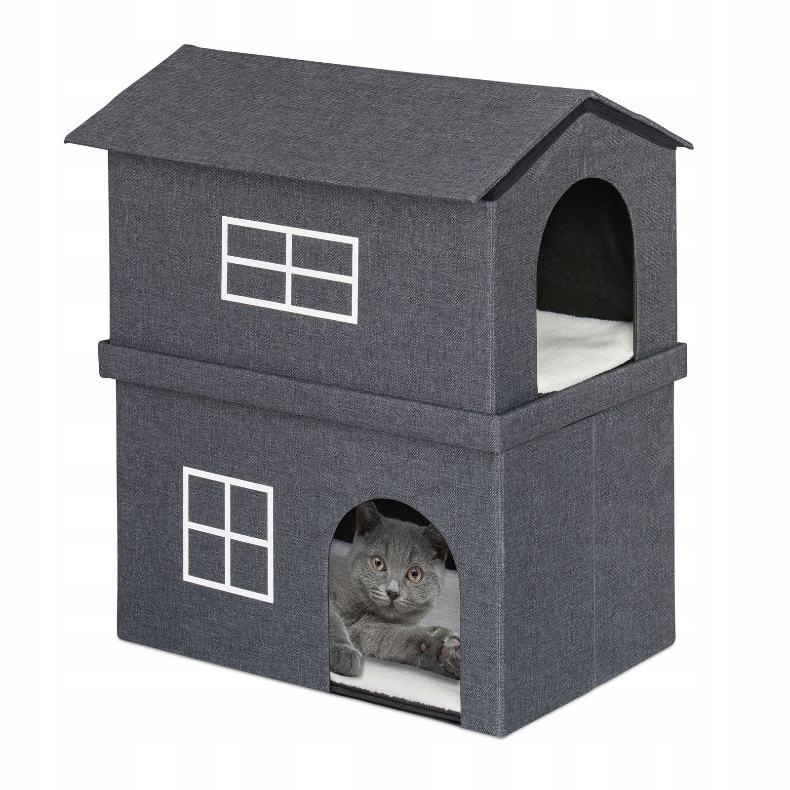 Relaxdays Dvoupatrový patrový domeček pro kočky