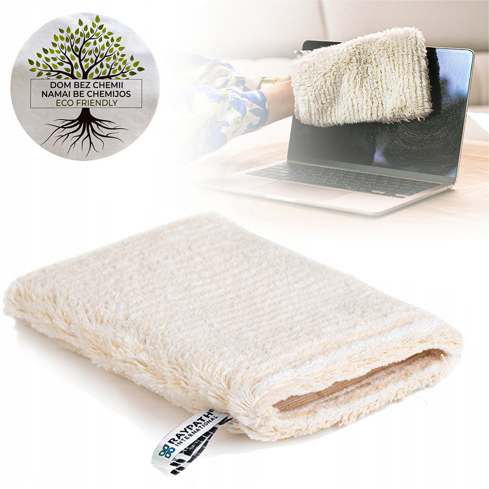 Čisticí rukavice pro elektroniku nábytku a stěny béžová na vlhkost L Raypath