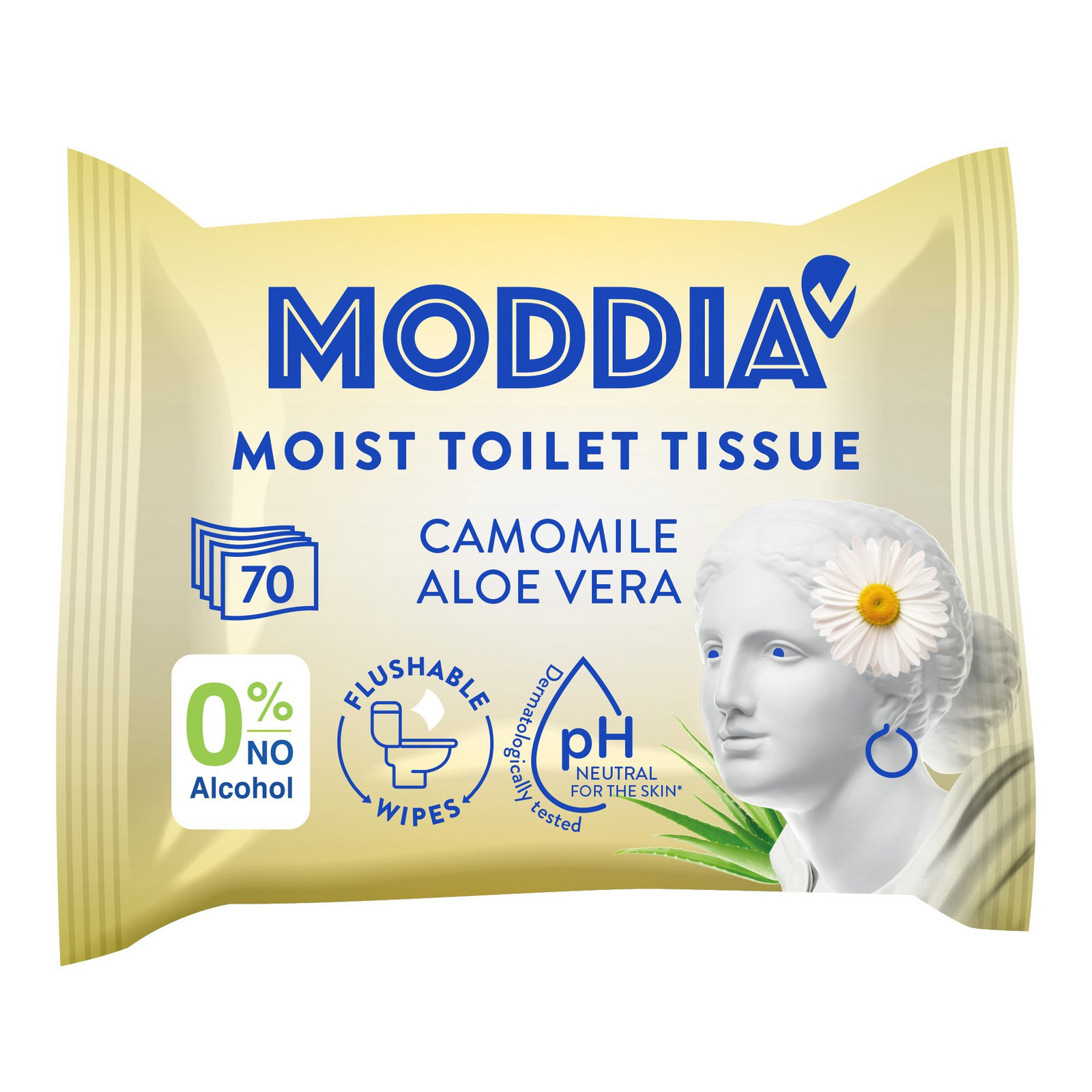 MODDIA Vlhčený toaletní papír heřmánek & aloe vera 70 ks