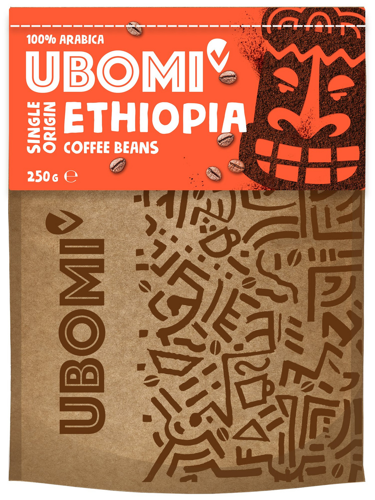 UBOMI Ethiopia 100% RFA zrnková káva 250 g