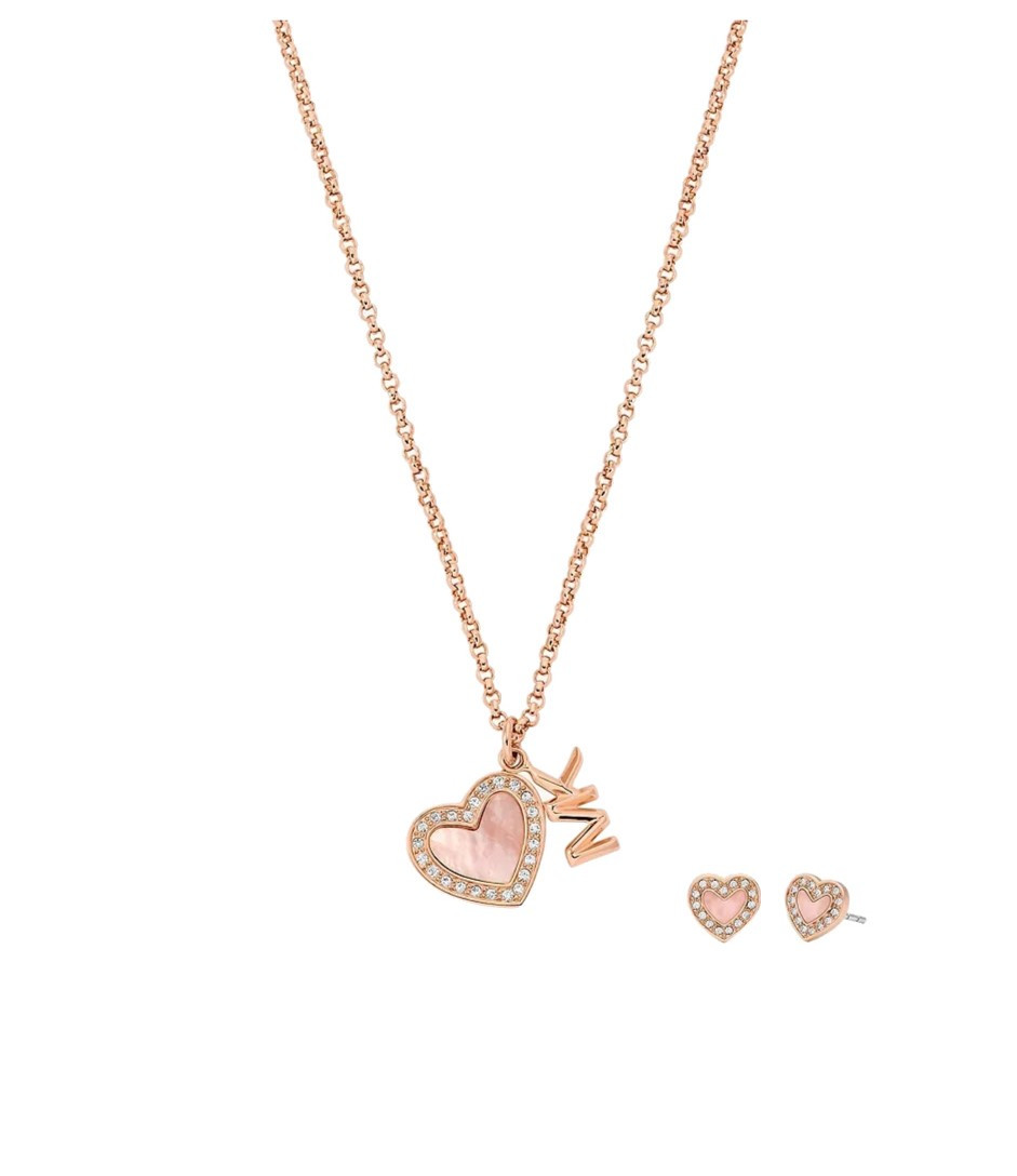 Michael Kors Luxusní souprava šperků MKJ8400SET Love Kors (náhrdelník, náušnice)