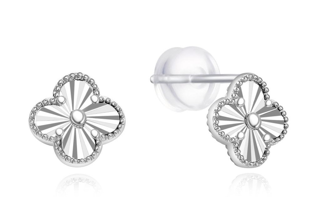 MOISS Stříbrné náušnice pecky Čtyřlístek E0004627