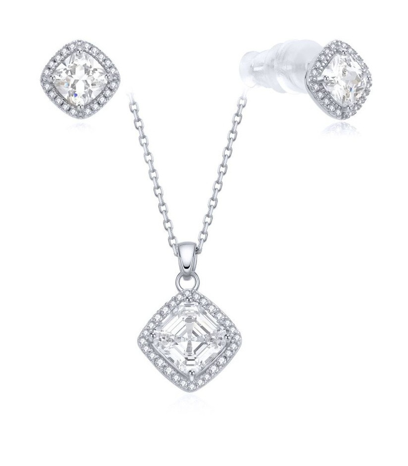 MOISS Stříbrná sada blyštivých šperků S0000689 (náhrdelník, náušnice)