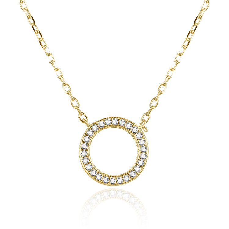 MOISS Půvabný pozlacený náhrdelník Kruh se zirkony N0000606