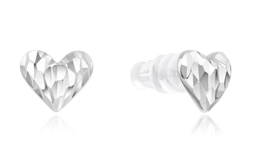 MOISS Stříbrné peckové náušnice Srdíčka E0004879