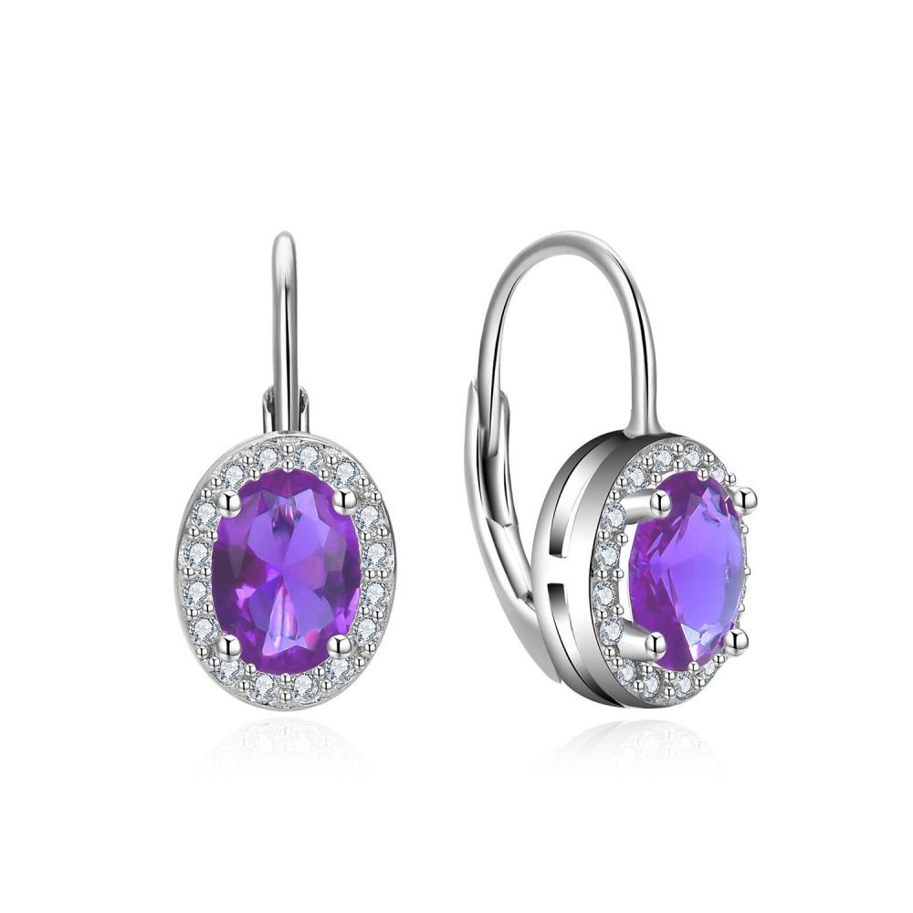 MOISS Originální stříbrné náušnice s fialovými zirkony E0001209