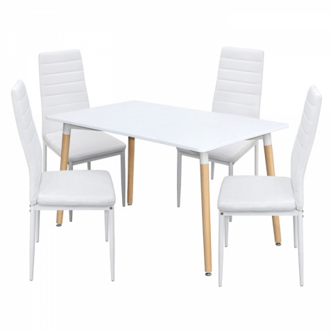 Jídelní set 4+1 stůl ONE 140x90 bílý + židle SIGMA bílé Idea