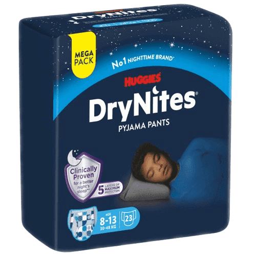 DryNites natahovací kalhotky na noc pro chlapce MEGA pack 8-13 let / 30-48kg / 23ks