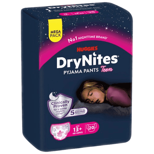 DryNites natahovací kalhotky na noc pro dívky MEGA pack 13+ let / 48-60kg / 20ks