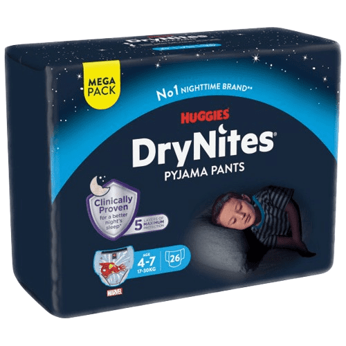 DryNites natahovací kalhotky na noc pro chlapce MEGA pack 4-7 let / 17-30kg / 26ks