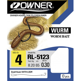 OWNER - Návazec WURM WORM BAIT vel. 4 0,30mm 8,20kg 65cm