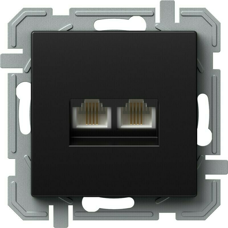 Zásuvka telefonní TEM Logiq 2× RJ11 černá