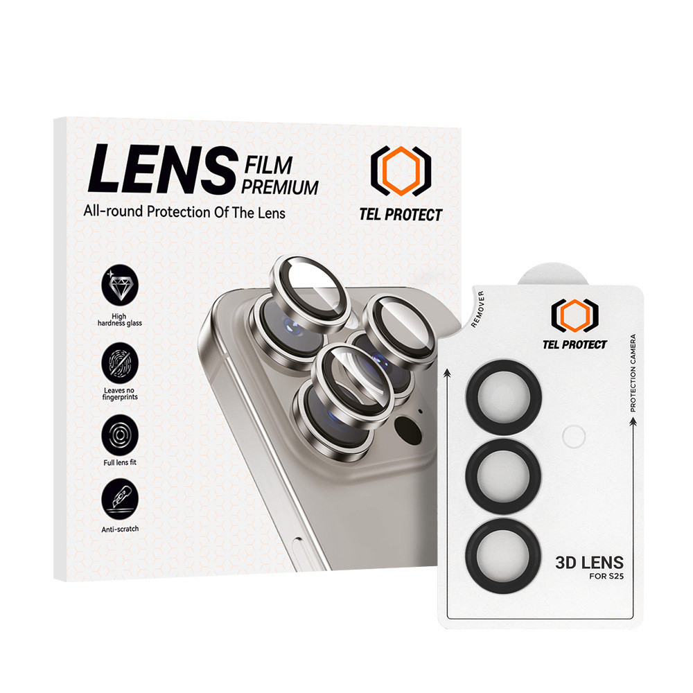 Tvrzené sklo Tel Protect 3D Lens na fotoaparát pro Samsung Galaxy S25 black (3 pcs)