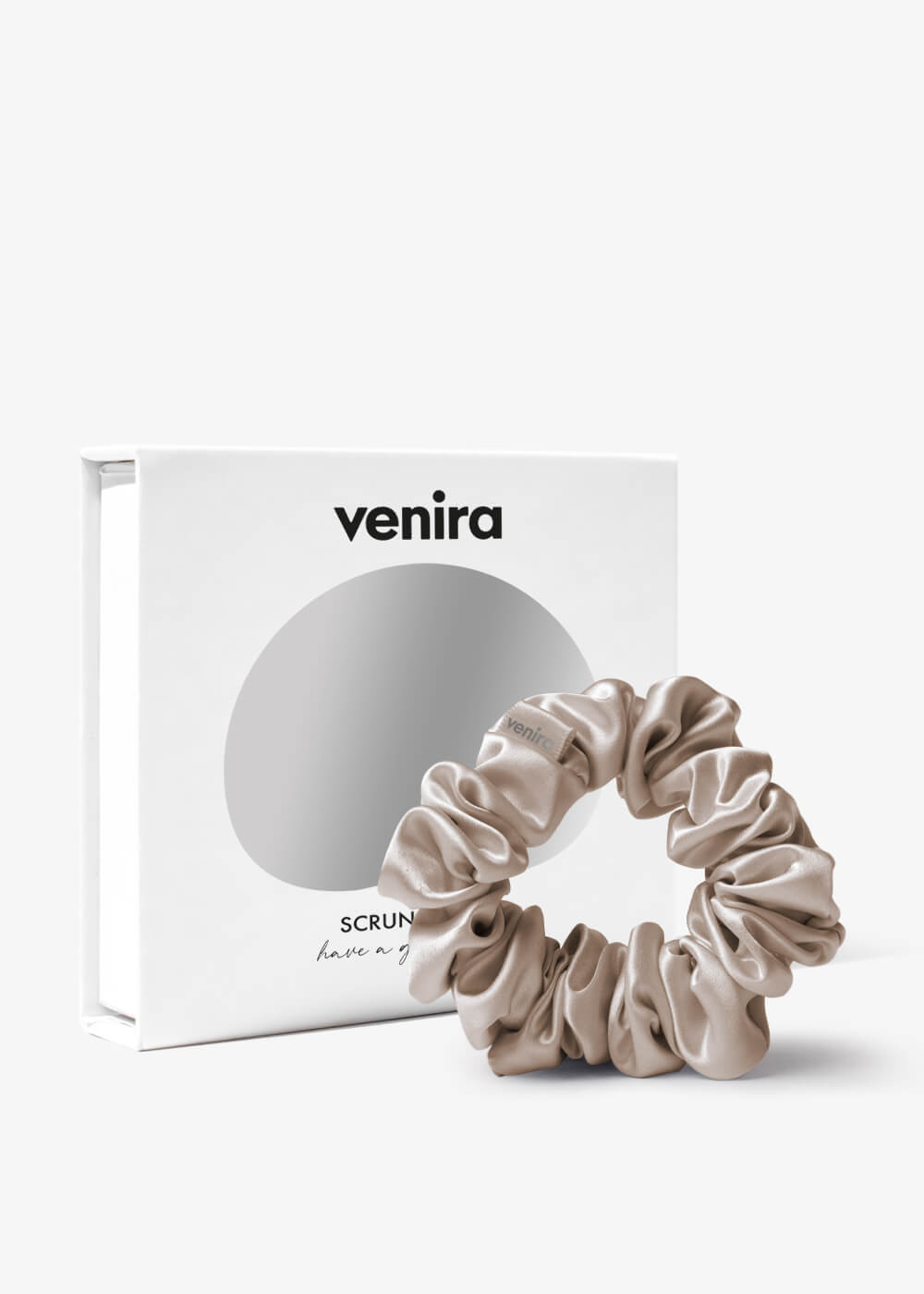 VENIRA scrunchie hedvábná gumička, karamelová