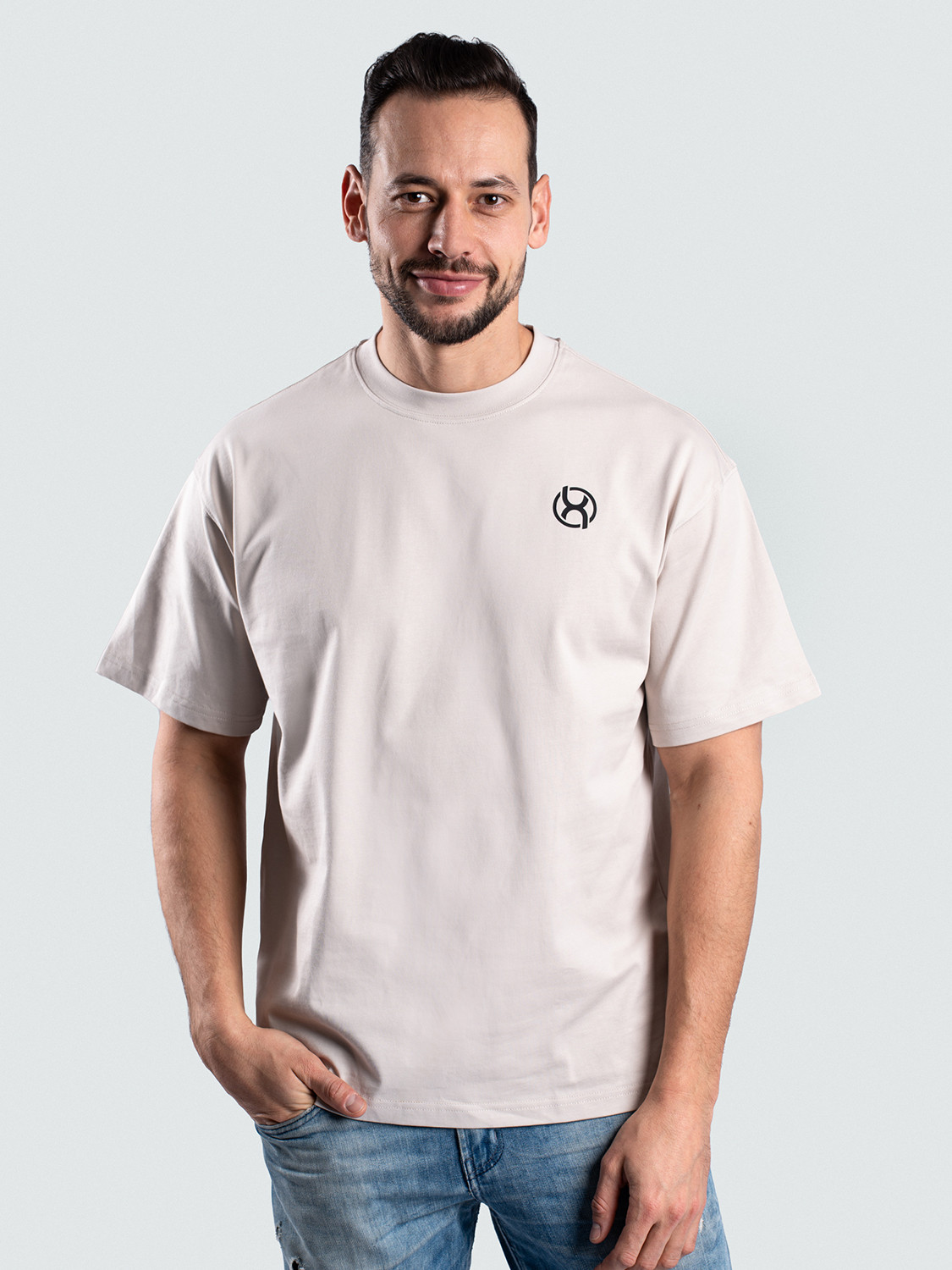 BrainMax pánské bavlněné triko, krémové Velikost: XL