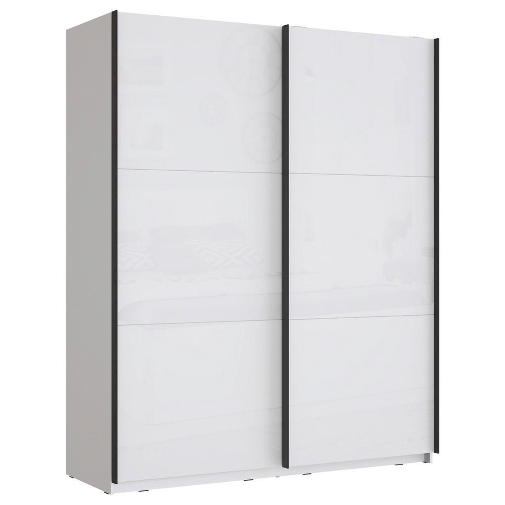 home24 SKŘÍŇ S POSOUVACÍMI DVEŘMI, bílá, vysoce lesklá bílá, 170,3/209,7/61,2 cm