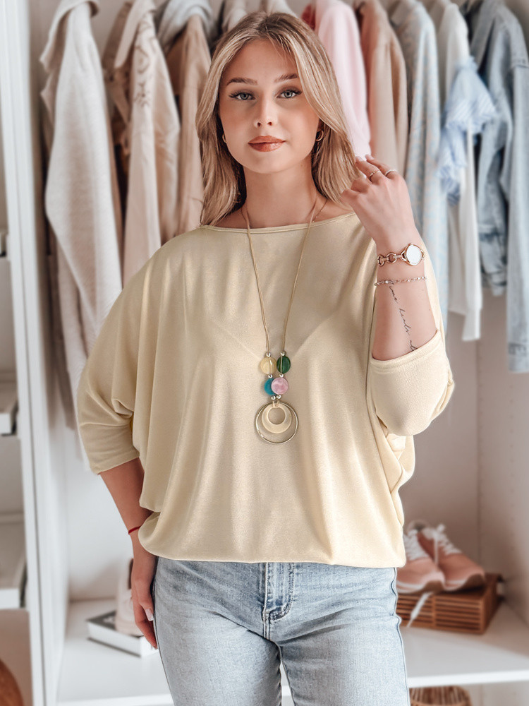 Bluzka damska masełko oversize z wisiorkiem LUZVIA beżowa Dstreet