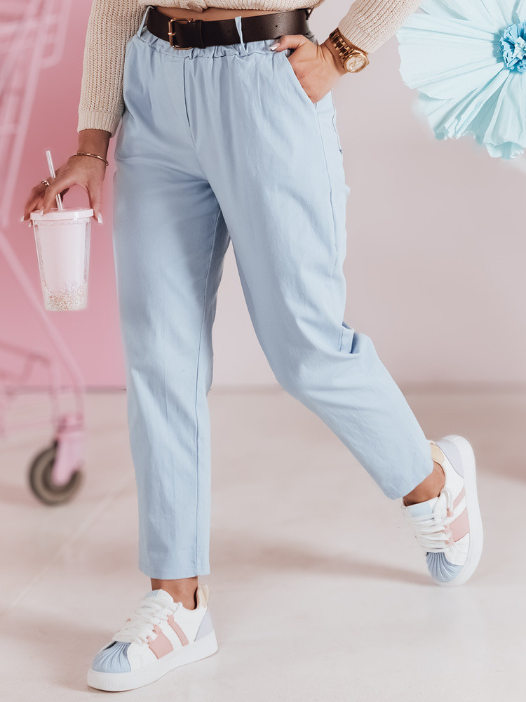 Spodnie damskie casualowe z paskiem SOFELIA błękitne Dstreet