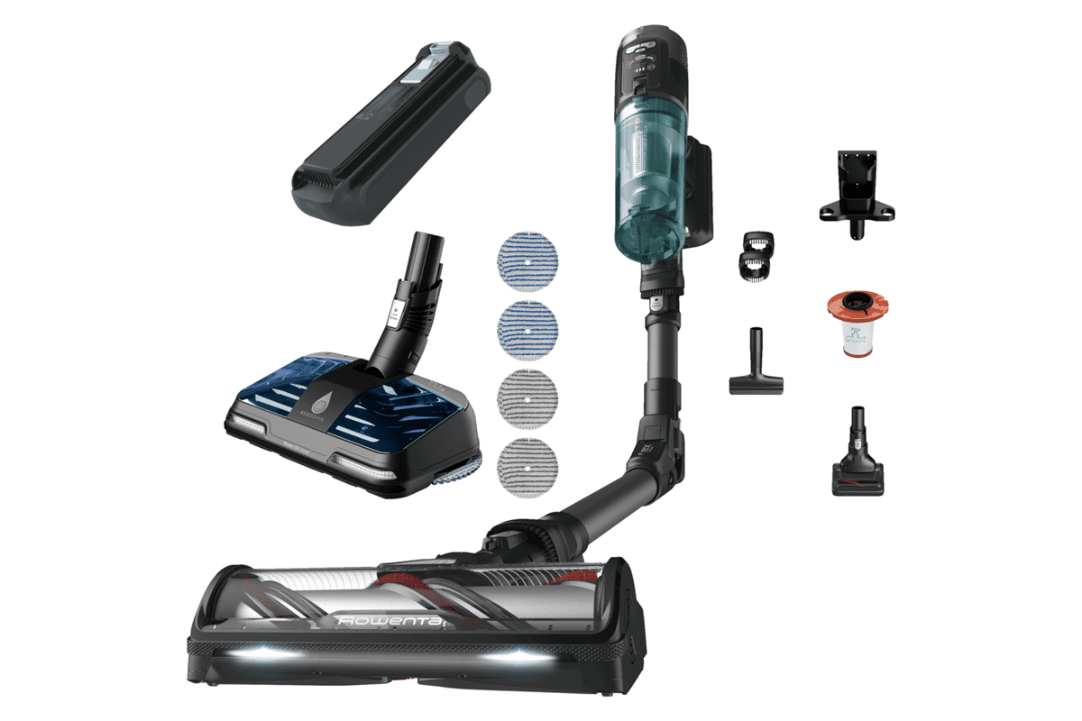 Akční set tyčový vysavač Rowenta X-Force Flex 12.60 Neo a příslušenství baterie, mopovací hlavice