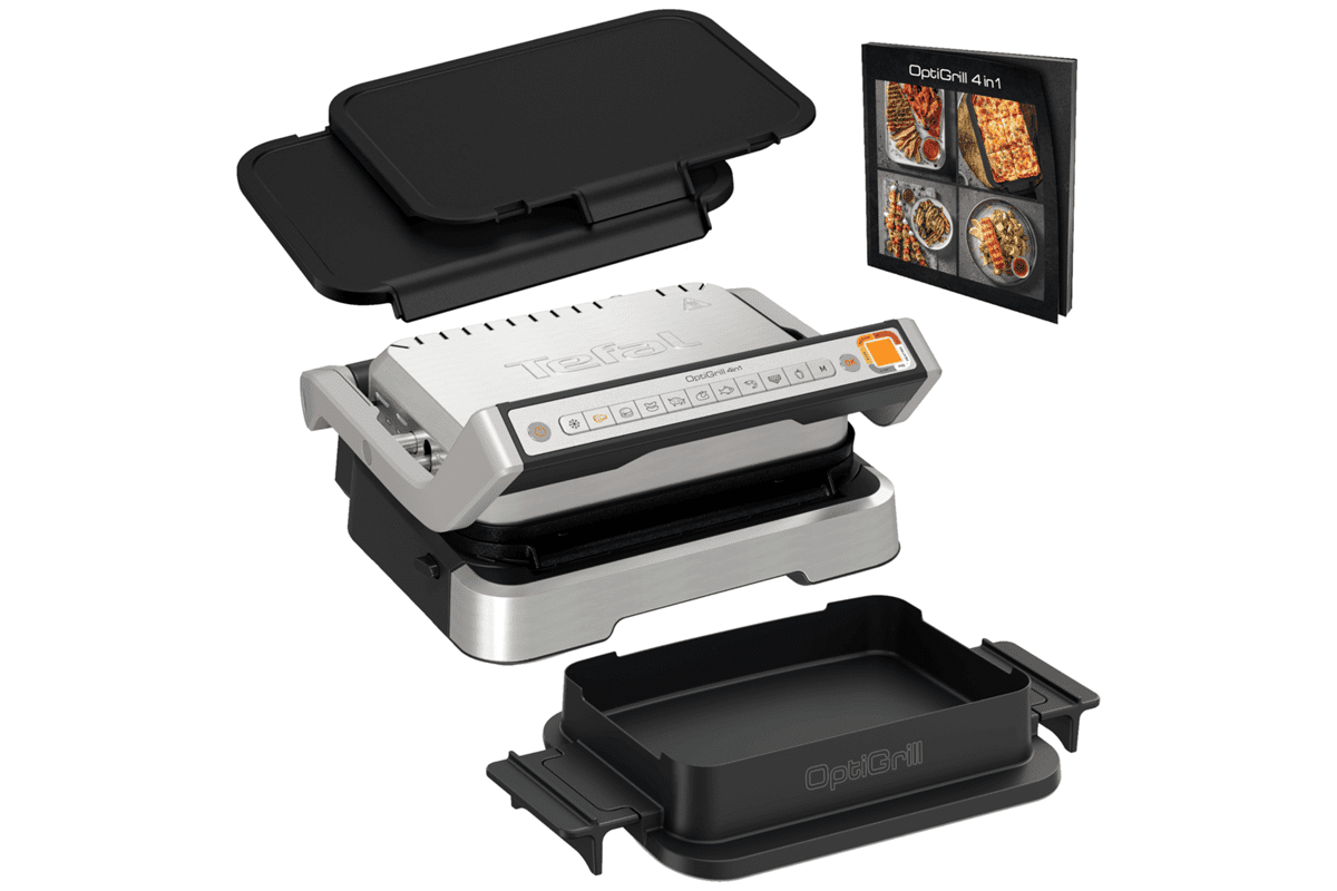 Akční set elektrický gril Tefal OptiGrill 4v1 a příslušenství plancha desky