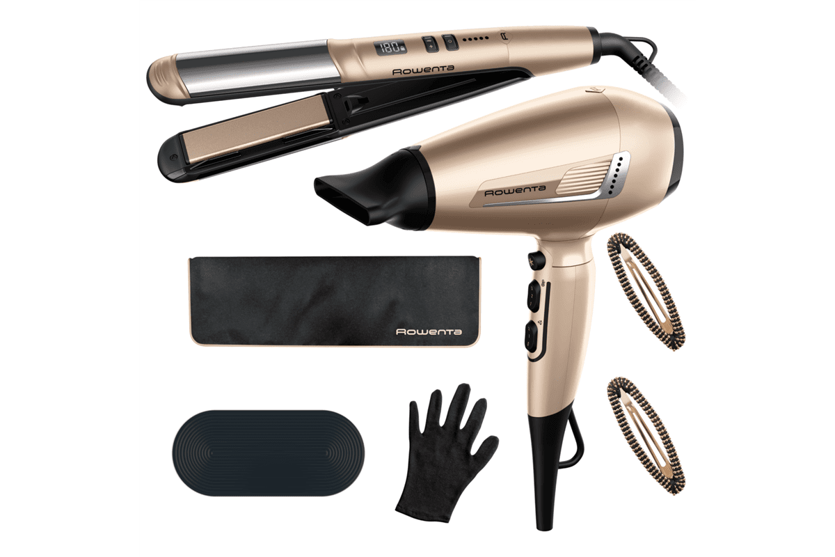 Akční set spotřebičů na vlasy Rowenta Tresor fén a žehlička na vlasy