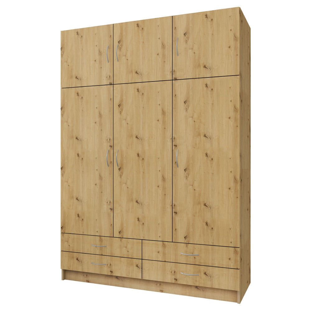 Kondela Šatní skříň, třídveřová, dub artisan, GERI NEW