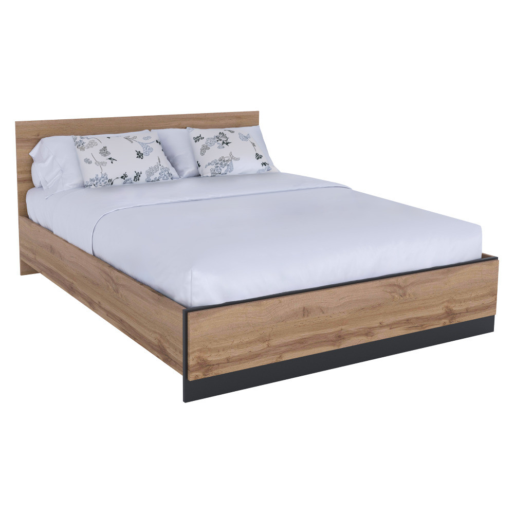 Kondela Postel, 160x200, dub wotan/černá, AMONI