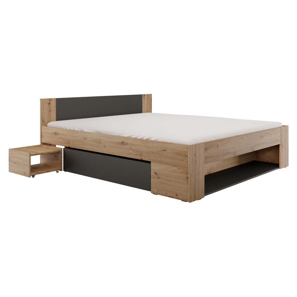 Kondela Postel s úložným prostorem, 180x200, dub artisan/antracit, UNIS