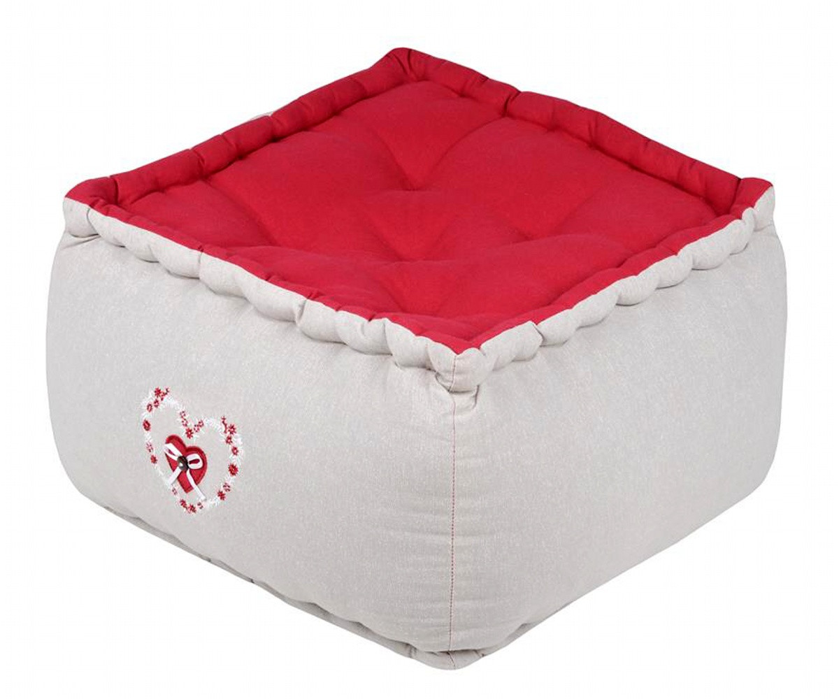 Sedací polštář - puf na zem PAULINE červená 40x40x30 cm France