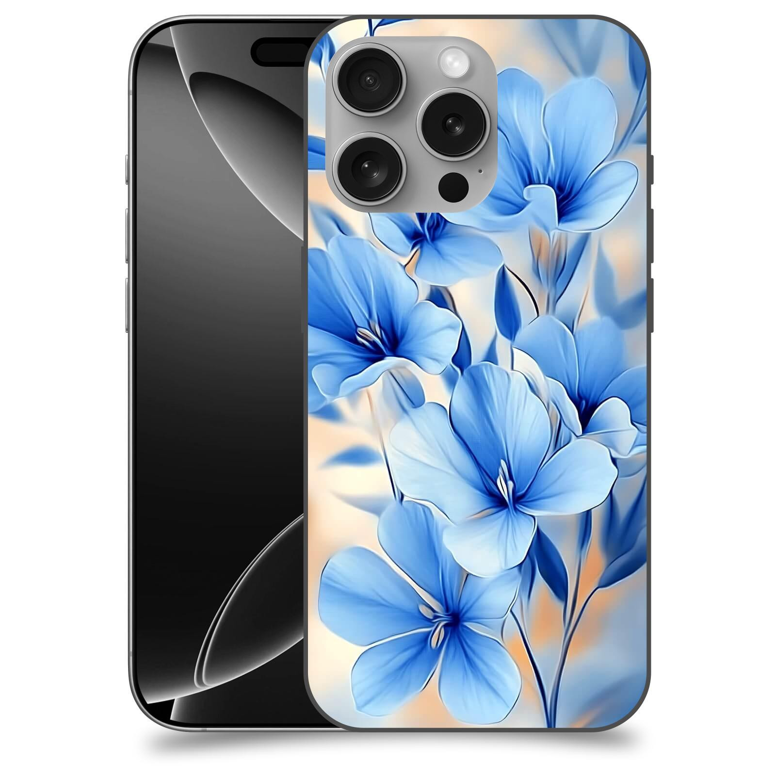 ACOVER kryt na mobil Apple iPhone 16 - Modré květiny.